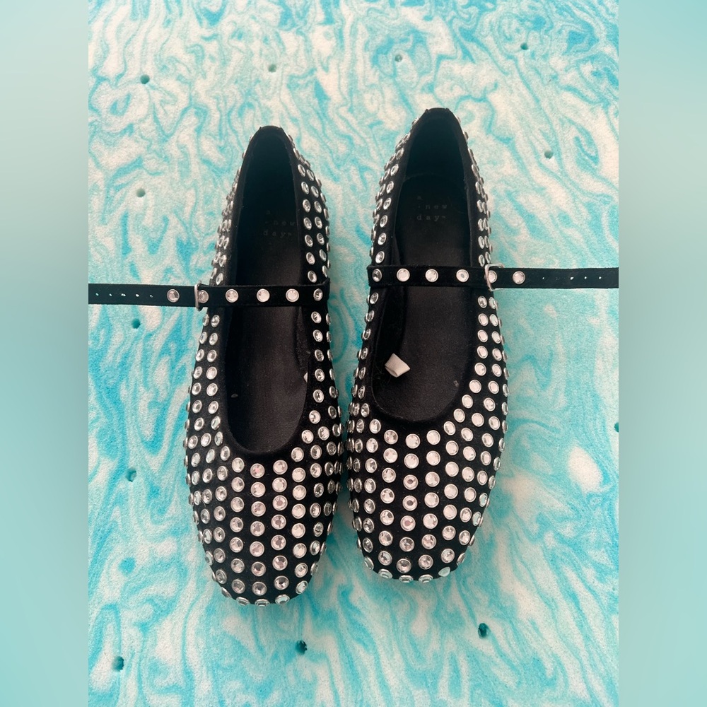 a new day Black Studded Mary Jane Flats